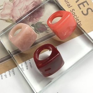 Women's Ring Retro Acrylic Big Square Size 6/7